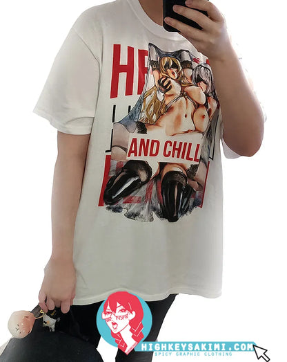 Hentai and Chill NSFW white T