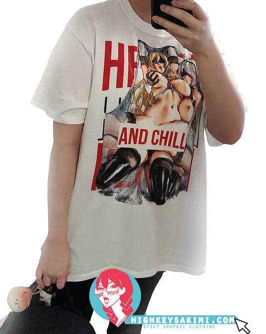 Hentai and Chill NSFW white T