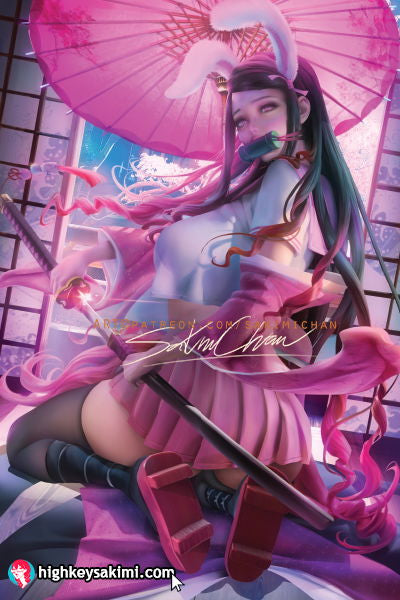 Bunny warrior Nezuko pink skirt Poster #316