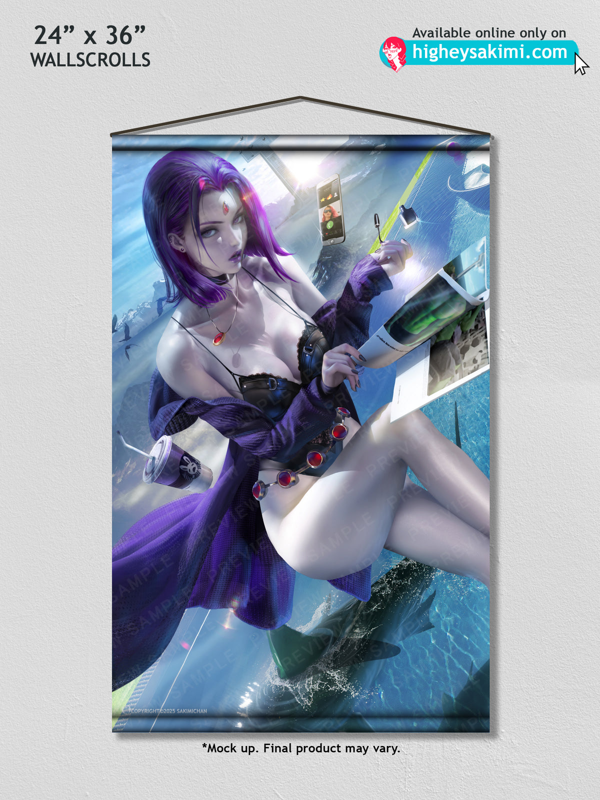 Raven on Vacation Wall Scroll